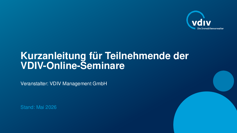 VDIV Online Seminare Kuranleitung