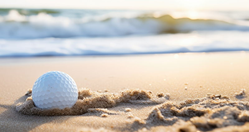 Golfball am Meer - Symbolbild für den VDIV Golf-Cup Nord