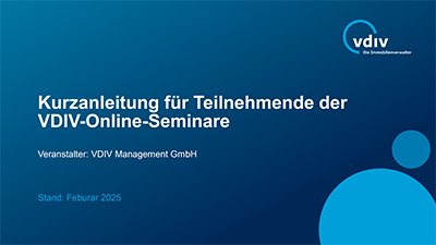 VDIV Online Seminare Kurzanleitung für Teilnehmende